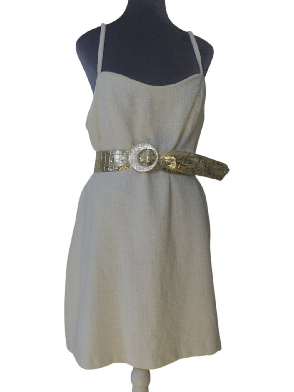 Abercrombie & Fitch Ivory Tweed Mini Dress XL Bouclé Lined Quiet Luxury Chic